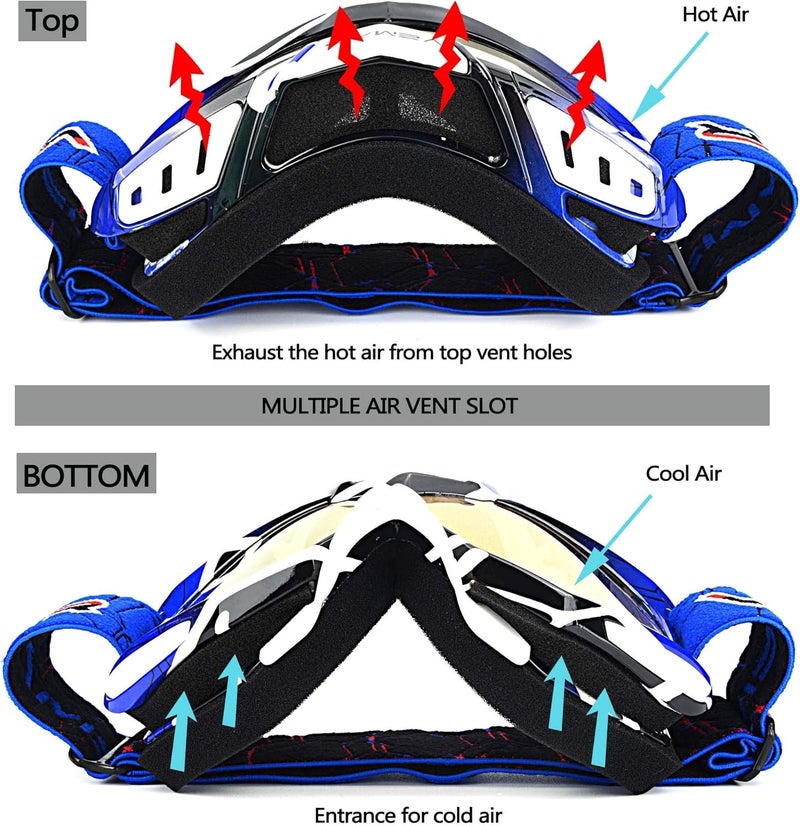 Ubelly Motorcycle Motocross Goggles ATV Racing Goggles Dirt Bike Tactical Riding Motorbike Goggle Glasses, Bendable Windproof Dustproof Scratch Resistant Protective Safety Glasses (Blue) - Image 3